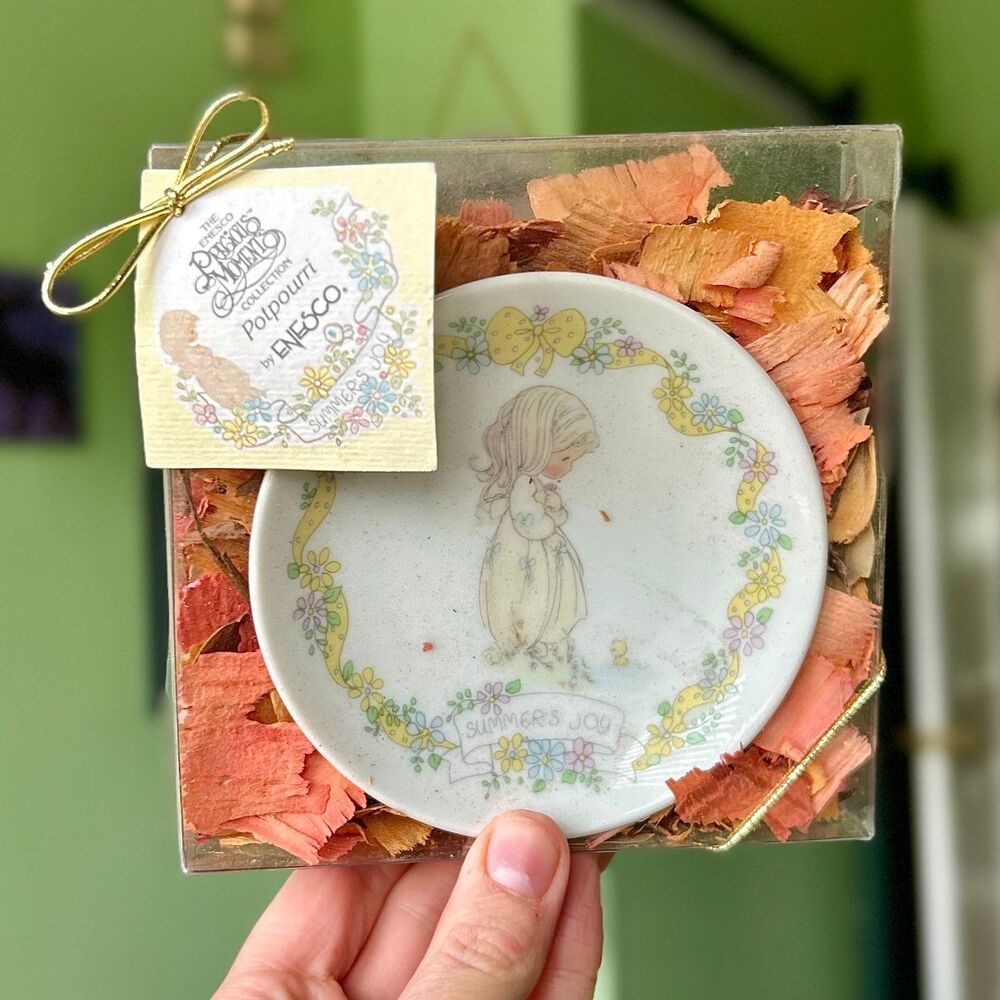 VTG Precious Moments Encased Porcelain Plate Potpourri by Enesco "Summer's Joy"